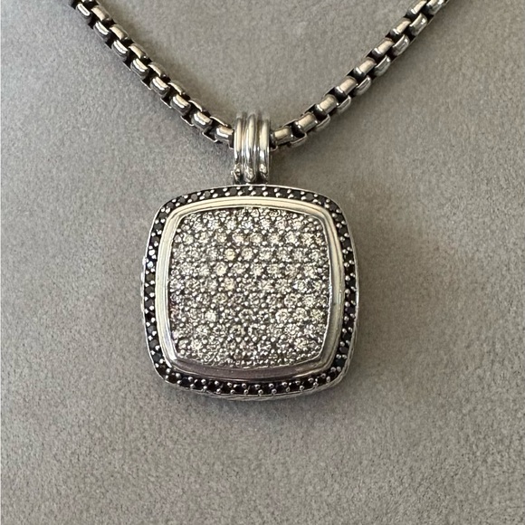 David Yurman 20mm Pave Diamond Pendant Necklace - Picture 3 of 14